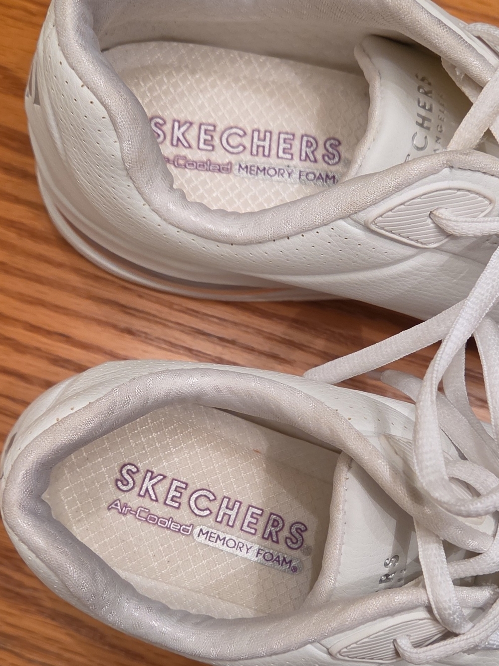 Sketchers Women’s White Lace-Up Perforated Comfort Sneakers - Picture 4 of 9